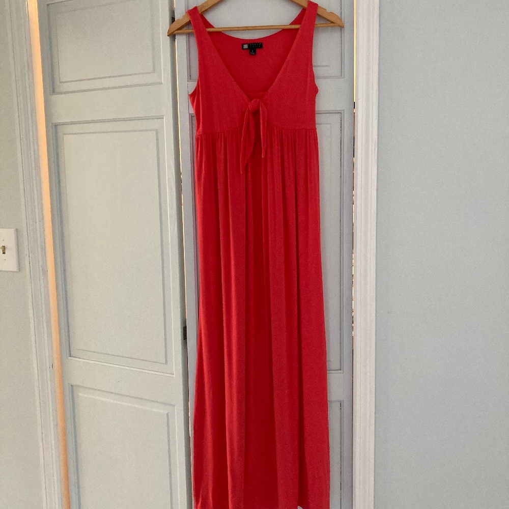 Carole Little Red Maxi Pleated Sundress